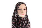 Black And Pink Rose Pattern Piano Hijab