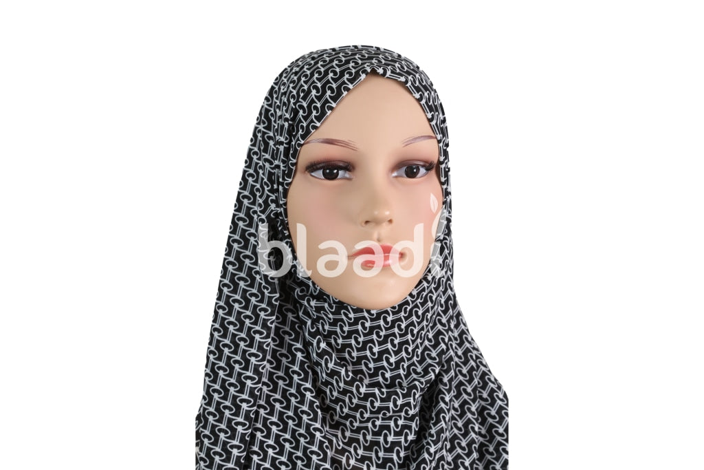 Black And White Pattern Piano Hijab