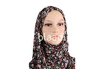 Black White And Pink Rose Pattern Piano Hijab