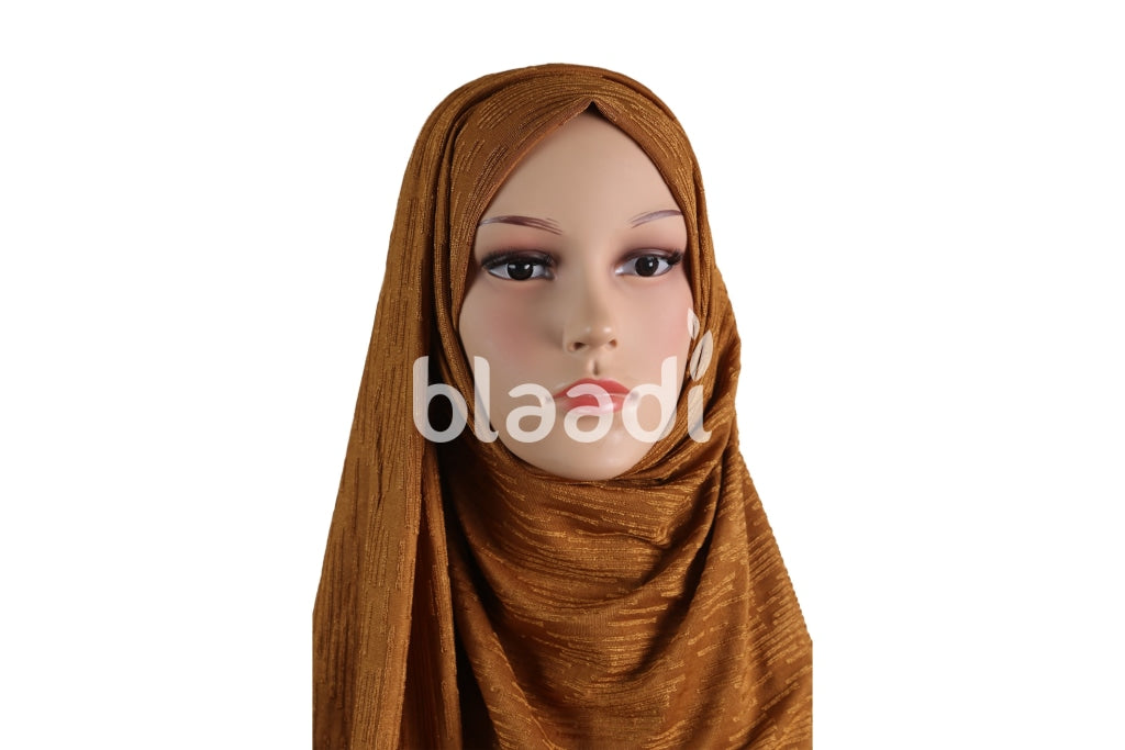 Brown Orange Sparkly Lycra Hijab