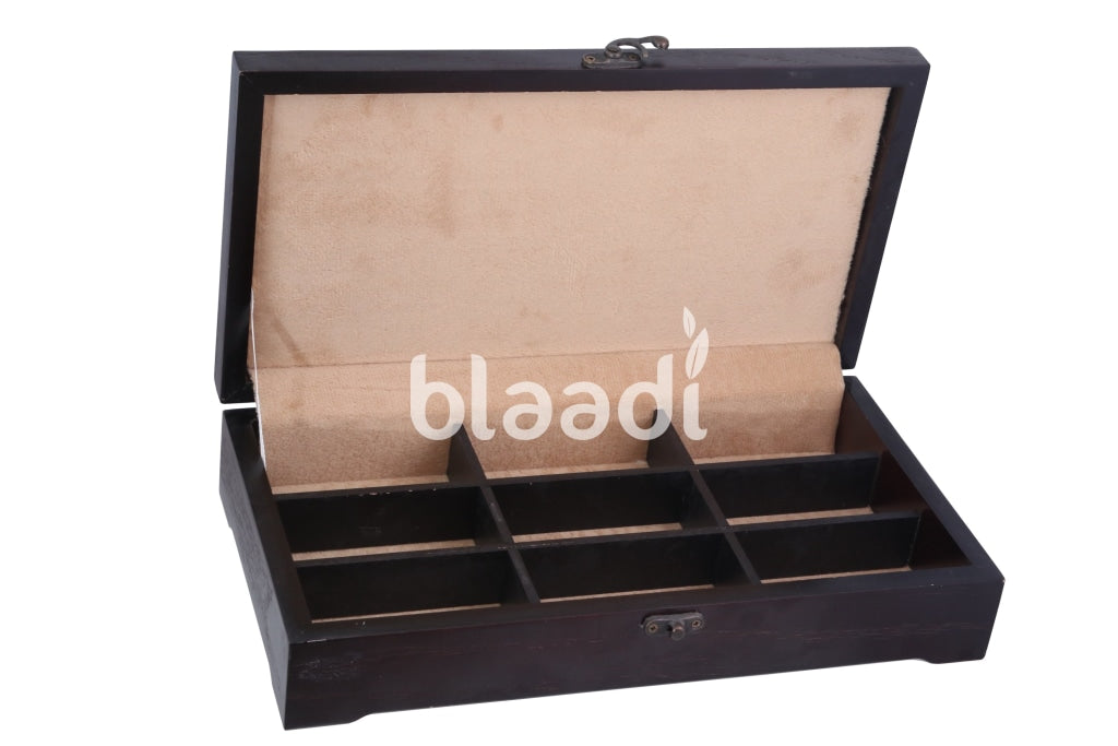 Large Palestinian Embroidered Black Wooden Box With Stones