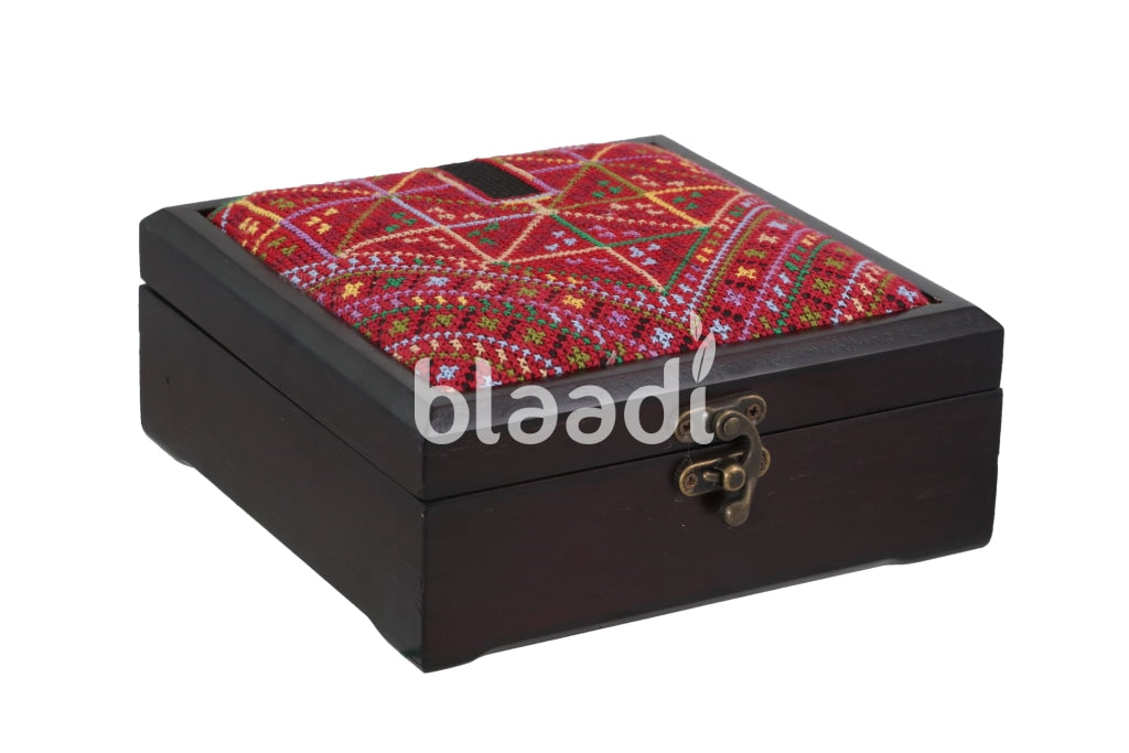 Medium Palestinian Embroidered Black Wooden Gift Box