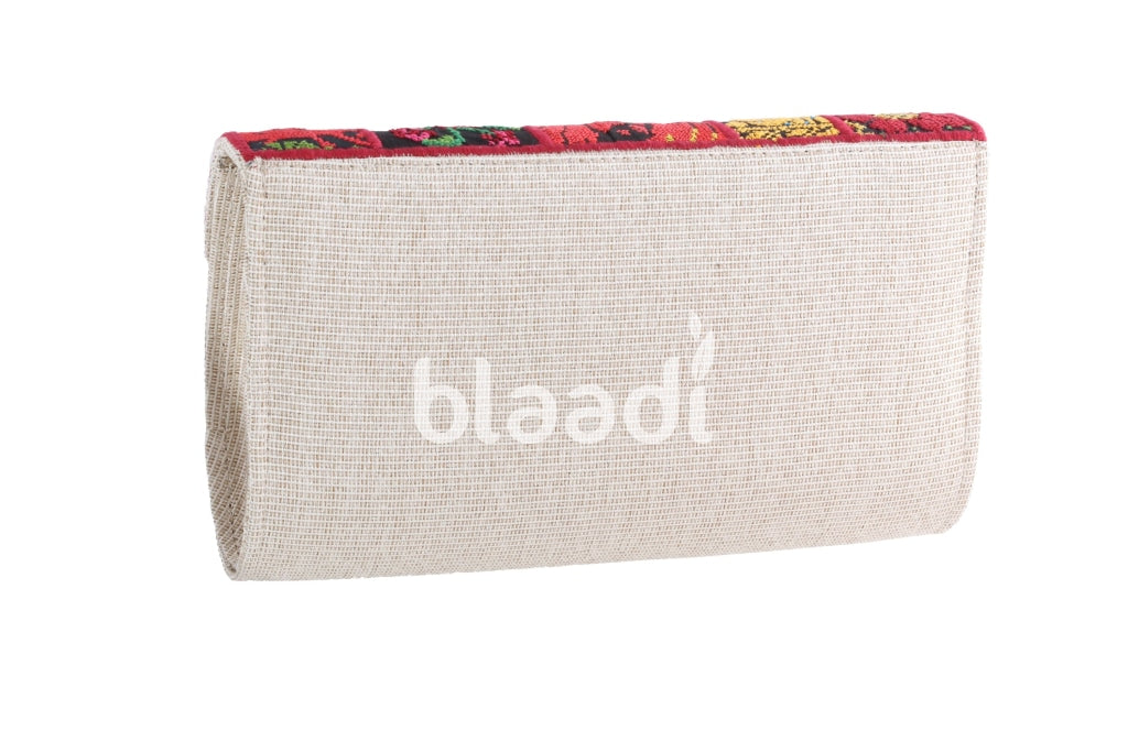 Palestinian Embroidered Beige Clutch Bag