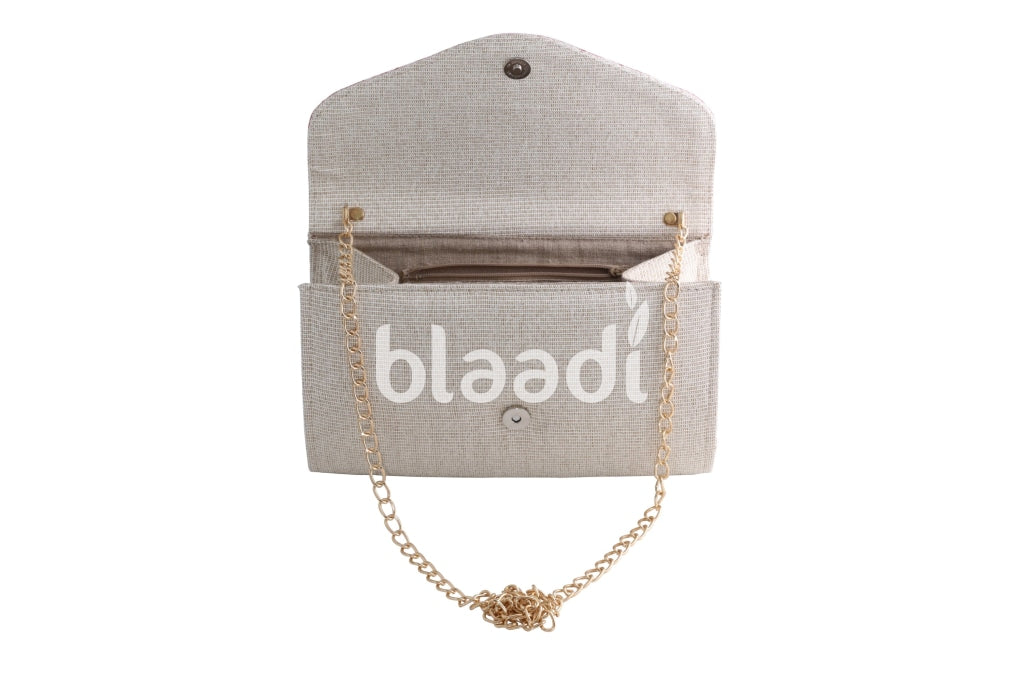 Palestinian Embroidered Beige Clutch Bag