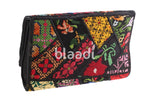 Palestinian Embroidered Black Leather Clutch Bag