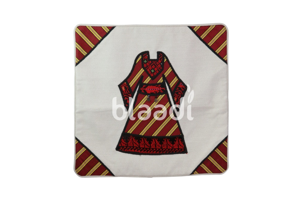 Palestinian Embroidery (White Canvas) Cushion 40 Cm *