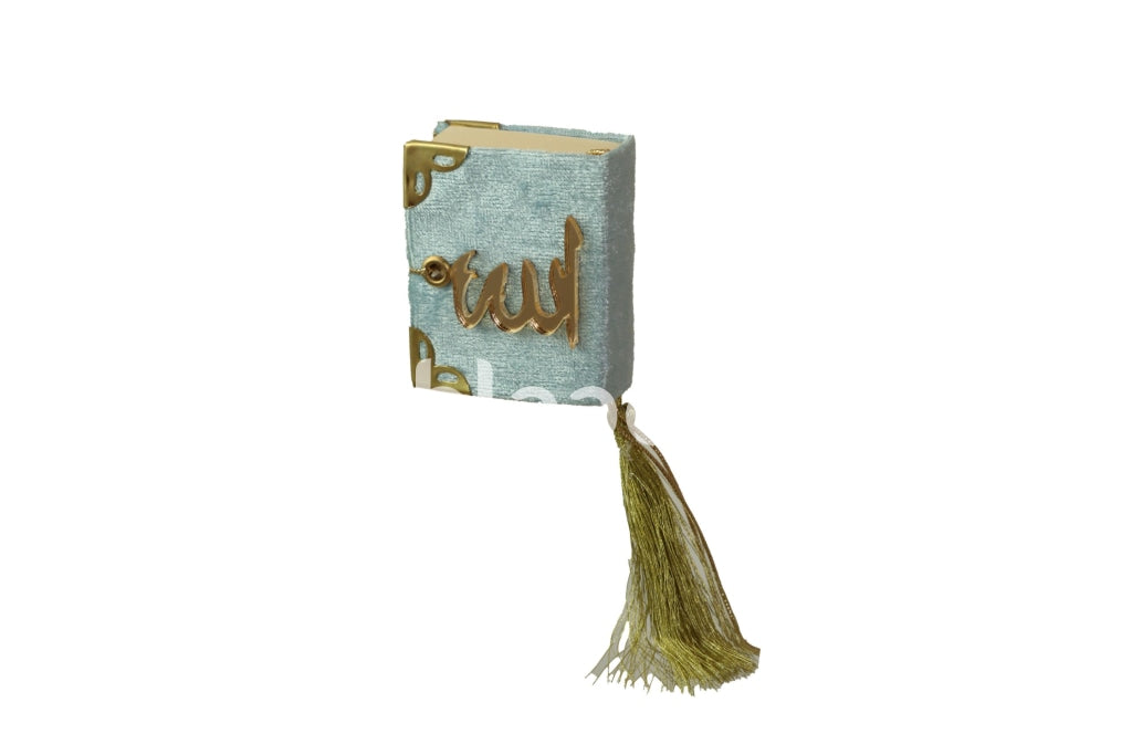 Quran Kareem Mini Size Light Blue Fabric Cover Gifts Souvenirs