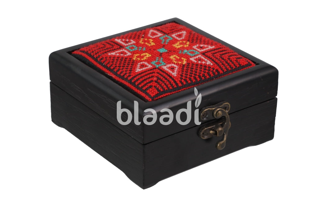 Small Palestinian Embroidered Black Wood Gift Box