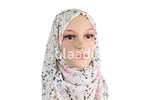 White And Black Pink Rose Pattern Piano Hijab